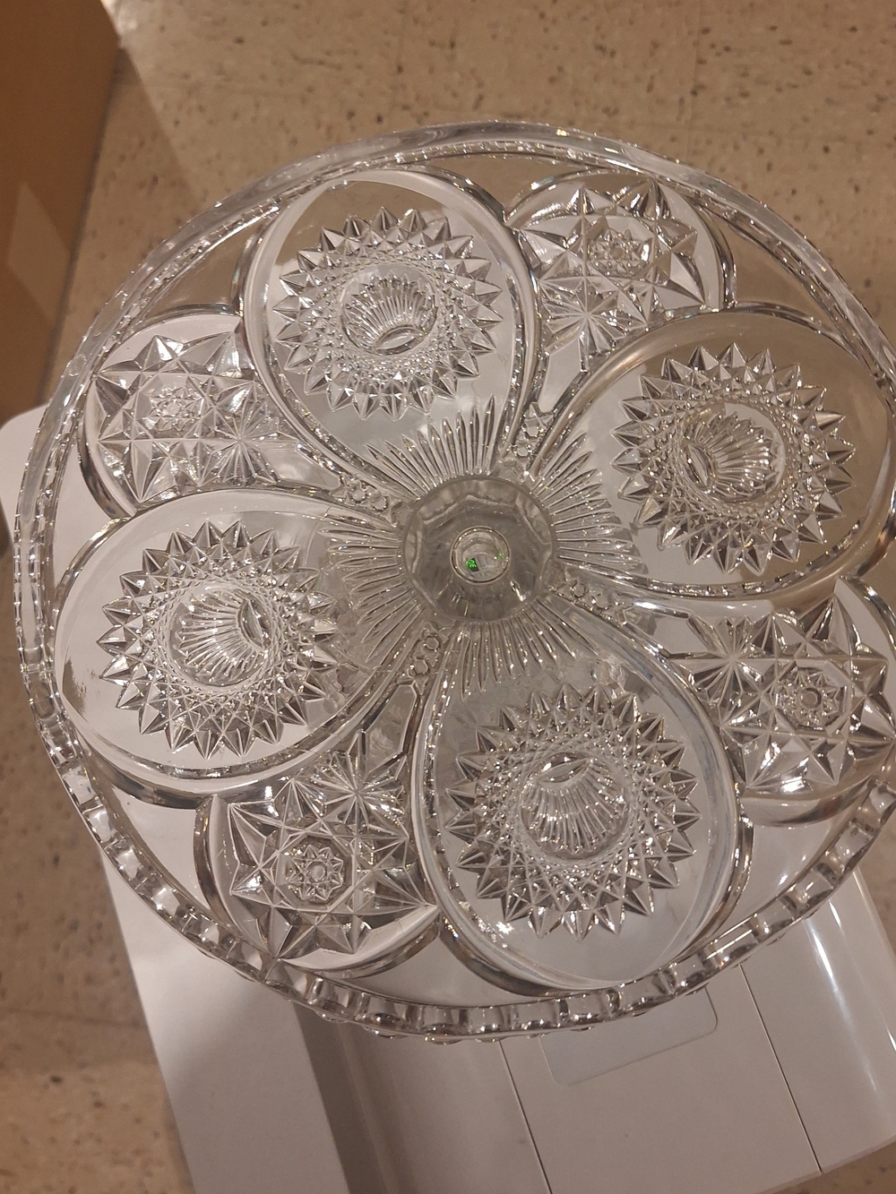 German BRYDES Crystal Cut Glass Decorative Platter - Clear